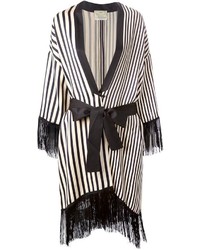 Kimono à rayures verticales blanc et noir Forte Forte