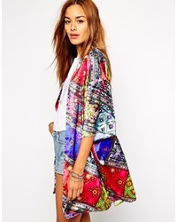 Kimono géométrique multicolore
