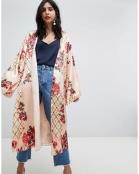 Kimono imprimé marron clair