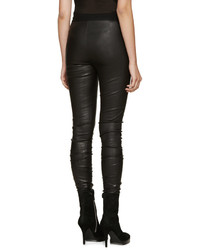 Leggings en cuir noirs Ann Demeulemeester