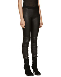 Leggings en cuir noirs Ann Demeulemeester