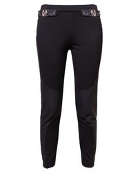 Leggings en cuir noirs Versace