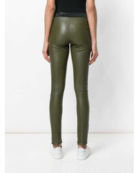 Leggings en cuir olive Drome