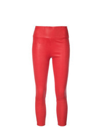 Leggings en cuir rouges