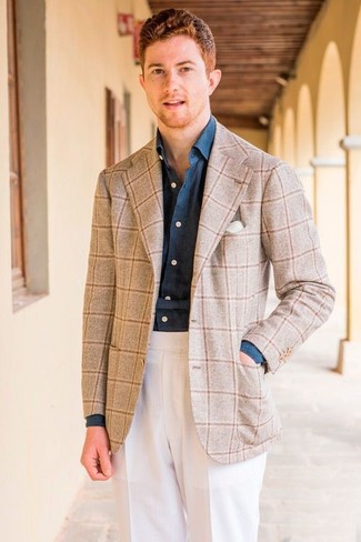 Comment porter une veste à carreaux beige au printemps