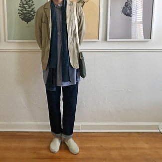 Comment porter une veste en coton beige au printemps à 30 ans