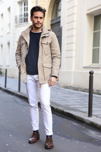 Comment porter une veste style militaire beige
