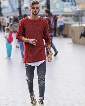 Un jean à porter avec des baskets montantes beiges