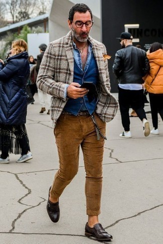 Comment porter un blazer en laine écossais beige