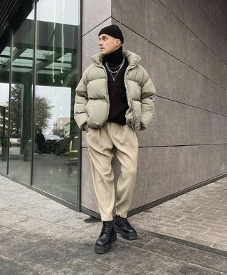 Comment porter une doudoune beige
