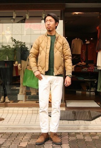 Comment porter une veste matelassée beige pour un style decontractés au printemps