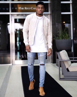 Comment porter une veste en daim beige