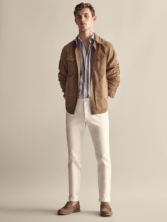 Comment porter une veste en daim beige pour un style chic decontractés