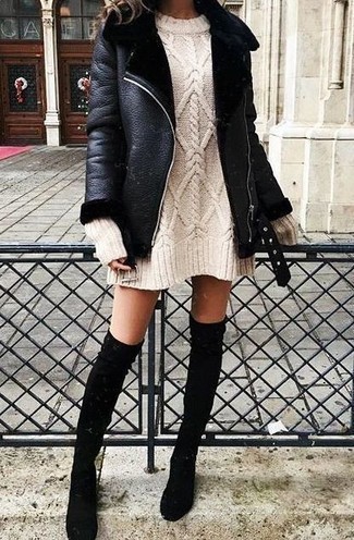 Comment porter une robe-pull beige