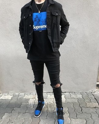 Comment porter une veste en jean noire pour un style relax