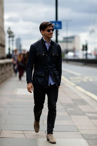 Comment porter une veste style militaire noire au printemps
