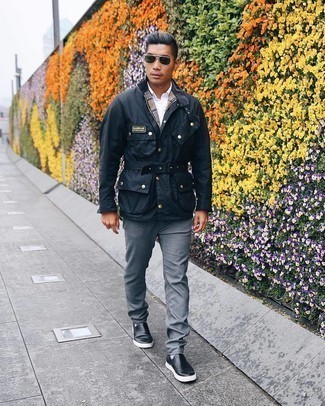 Comment porter une veste style militaire noire au printemps