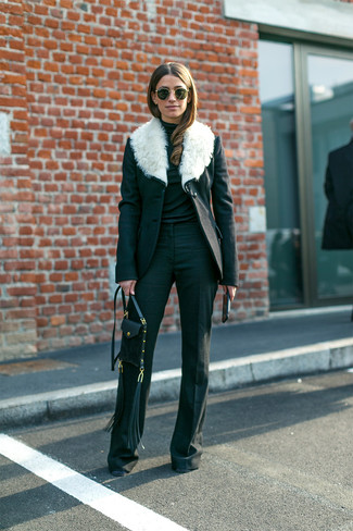 Comment porter un manteau à col fourrure noir