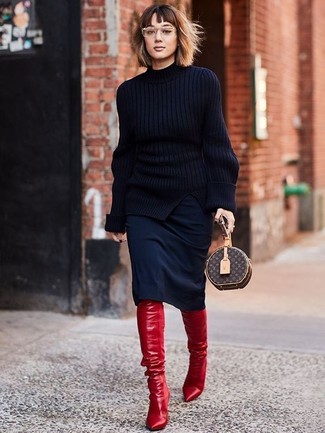 Comment porter un pull à col roulé en tricot noir