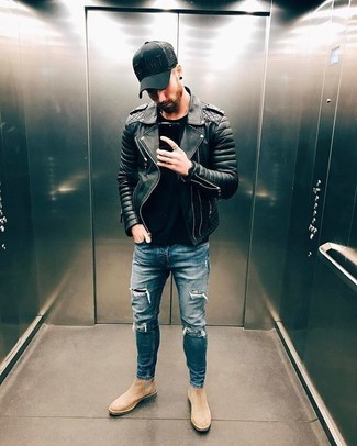 Comment porter une veste motard en cuir matelassée noire
