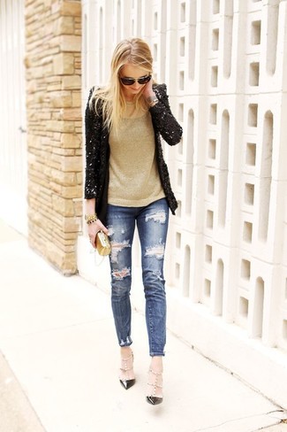 Comment porter un blazer pailleté noir