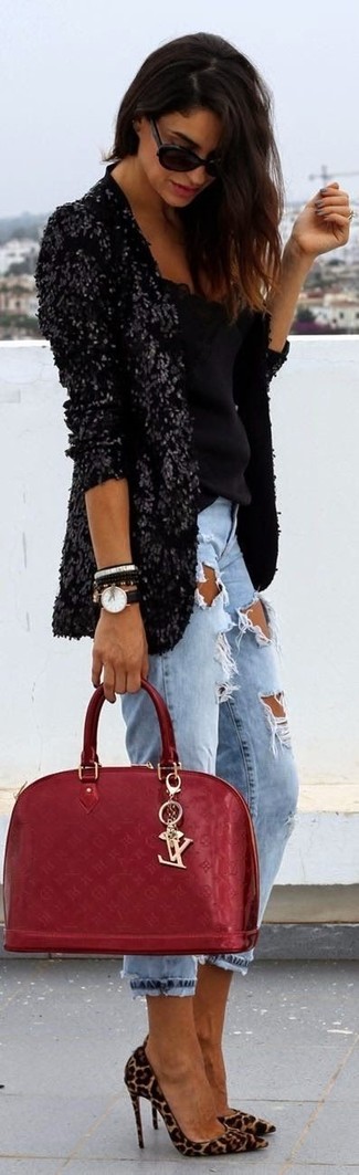 Comment porter un blazer pailleté noir