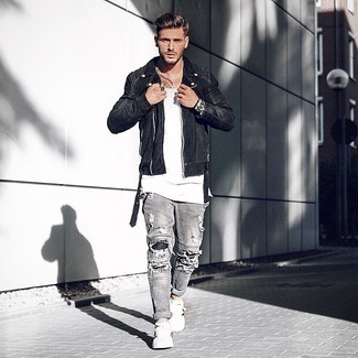 Comment porter une veste en daim noire au printemps