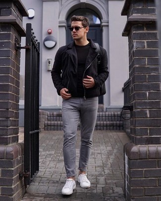 Comment porter une veste en daim noire au printemps