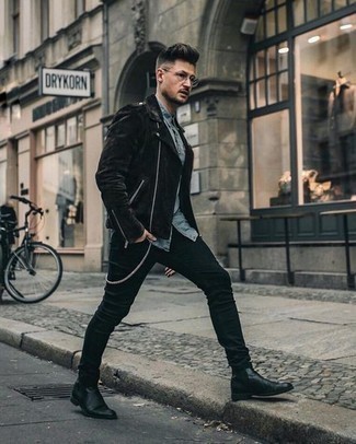 Comment porter une veste en daim noire au printemps