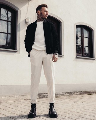 Comment porter une veste en daim noire au printemps