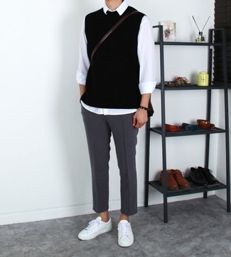 Comment porter un pull en v sans manches noir