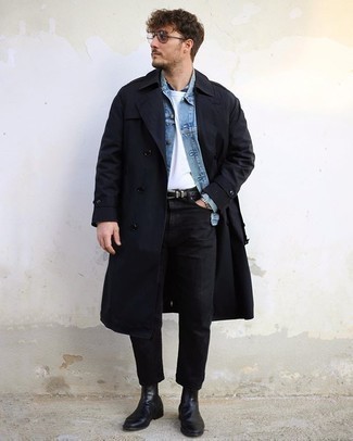 Comment porter un trench noir avec un jean noir