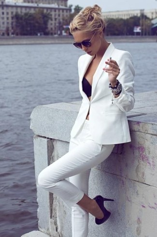 Pantalon slim blanc Lorena Antoniazzi