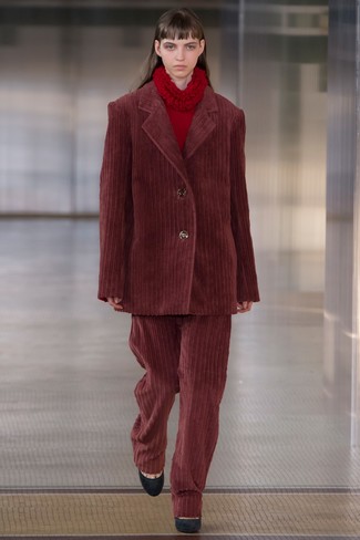 Pull à col roulé en tricot rouge Antonio Berardi