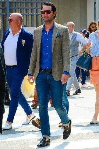 Chemise à manches longues bleue Giorgio Armani