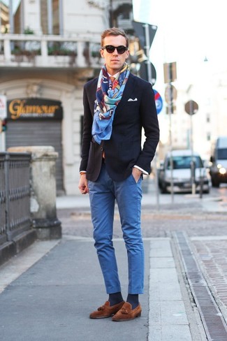 Écharpe imprimée bleue Armani Jeans