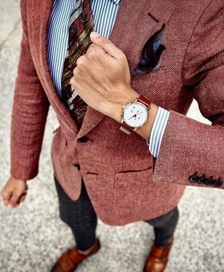 Cravate à rayures horizontales bordeaux Giorgio Armani
