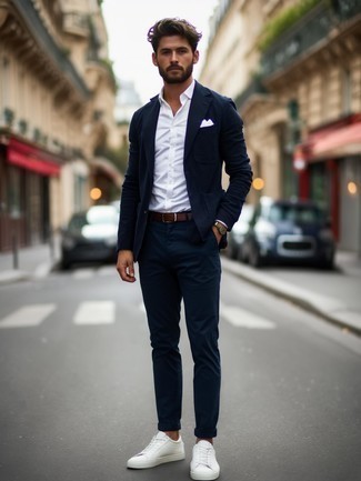 Ceinture en cuir marron foncé Hugo Boss