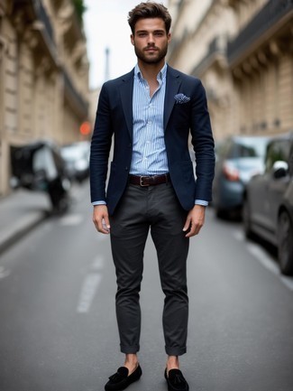 Ceinture en cuir marron foncé Hugo Boss