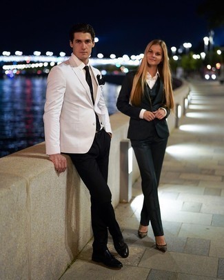 Pochette de costume á pois noire et blanche Dolce & Gabbana