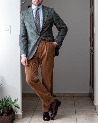 Pantalon de costume en velours côtelé marron Brunello Cucinelli