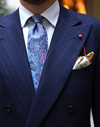 Cravate imprimée cachemire bleue Hugo Boss