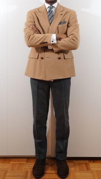 Cravate à rayures horizontales grise Giorgio Armani