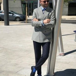 Cravate à rayures horizontales bleue Gucci