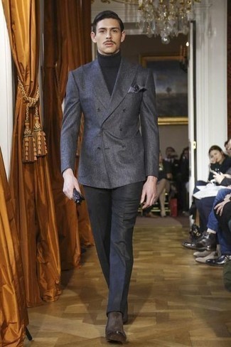 Pochette de costume en soie gris foncé Alexander McQueen