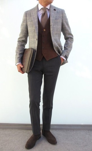 Pantalon de costume en laine gris foncé Gant