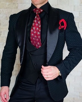 Cravate à fleurs rouge Kiton