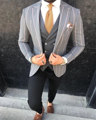 Cravate en tricot marron clair Yves Saint Laurent