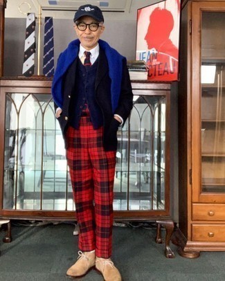 Pantalon de costume écossais rouge