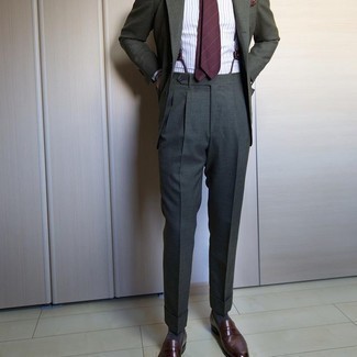 Cravate à rayures horizontales bordeaux Giorgio Armani